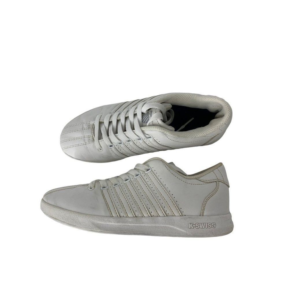 Mens K Swiss Varsity White Sneakers Tennis Athletic Shoes Size 5 5419 Lace Up